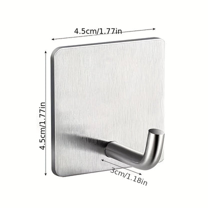 8pcs Stainless Steel Small Hooks, No Drilling, Wall Mounted, Kitchen, Bathroom, Office Key Hooks Wall Hook Adhesive Wall Hooks