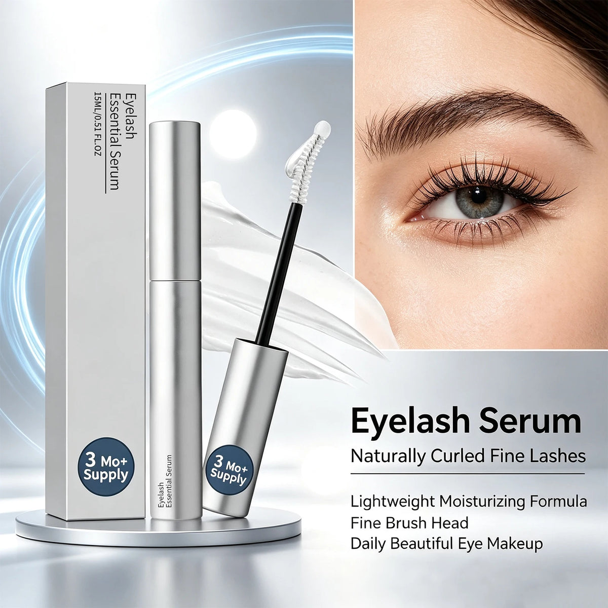 Eyelash Essential Serum 15ml Nourishing Lash Care Liquid for Natural Curl Thicker Fuller Longer Eyelashes Lash Care Products