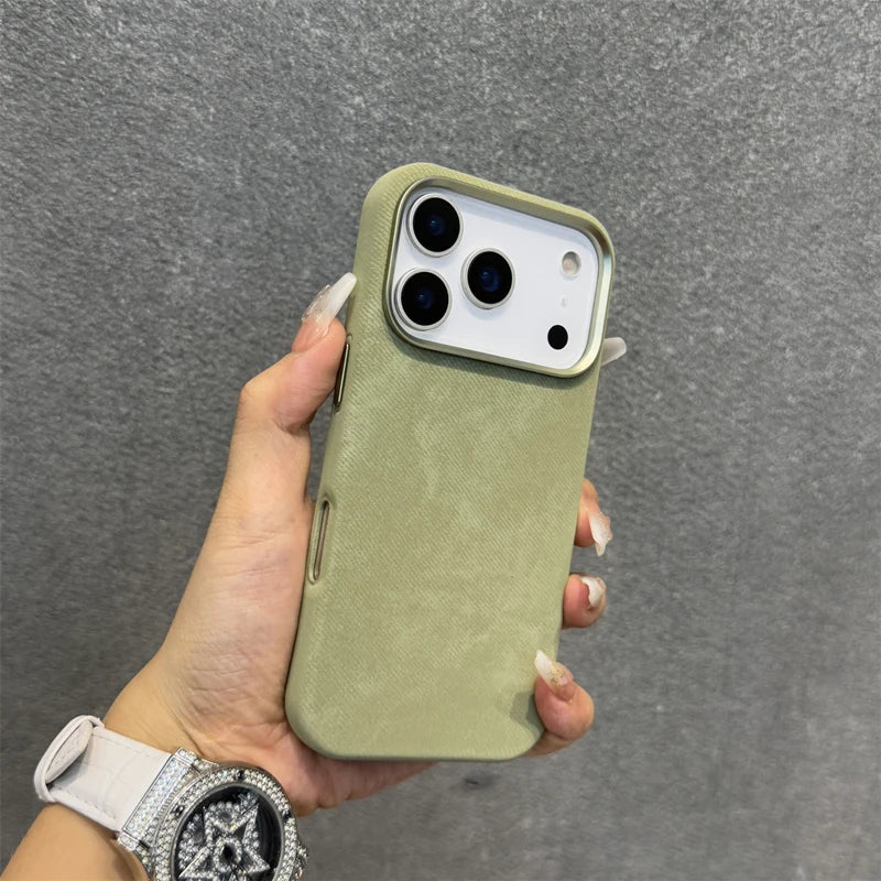 Magnetic Flannel Fabric for Magsafe Phone Case For iPhone 18Pro Max 17 16 15 Pro 13 14 Wireless Charging Alloy Lens Bumper Cover