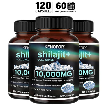 Himalayan Shilajit Capsules 1000mg - Trace Minerals, Natural Energy, Strength, Muscle Strength, Digestive & Immune Support