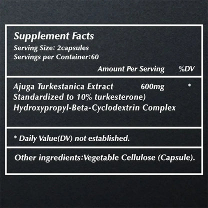 Turkesterone Supplement 600mg - Enhances Endurance, Muscle Mass, Increases Motivation and Strength, Improves Vitality