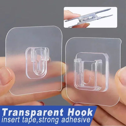 Double Sided Adhesive Wall Hooks Hanger Strong Transparent Suction Cup Storage Socket Hooks Bathroom Kitchen Bedroom Hook Kit