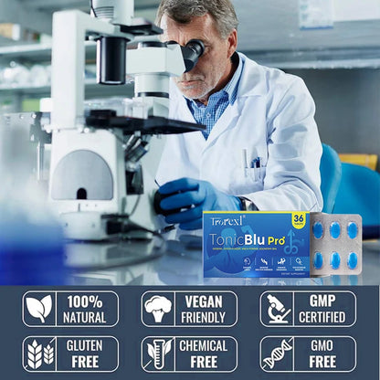 TonicBlu Pro Blue Tablets Male Enhancing Natural Oyster & Ginseng Pills Support Enhanced Vitality, Stamina & Energy, Drive