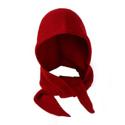 Korean Balaclava Bonnet Women Skullies Beanies Hat Scarf One-piece Thickened Warm Neck Protection Winter Accessories Knitted Law