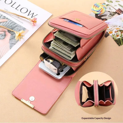 Homefish Women Touchscreen PU Leather Crossbody Mobile Phone Bag Multi Card Holder Mini Wallet For Daily Travel Outdoor Use