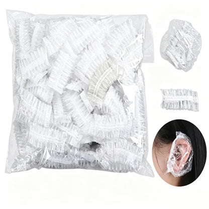 100-1000Pcs Disposable Hairdressing Earmuffs Salon Clear Ear Cover Ear Protection Hair Dye Protect Cap Hair Color Styling Tool