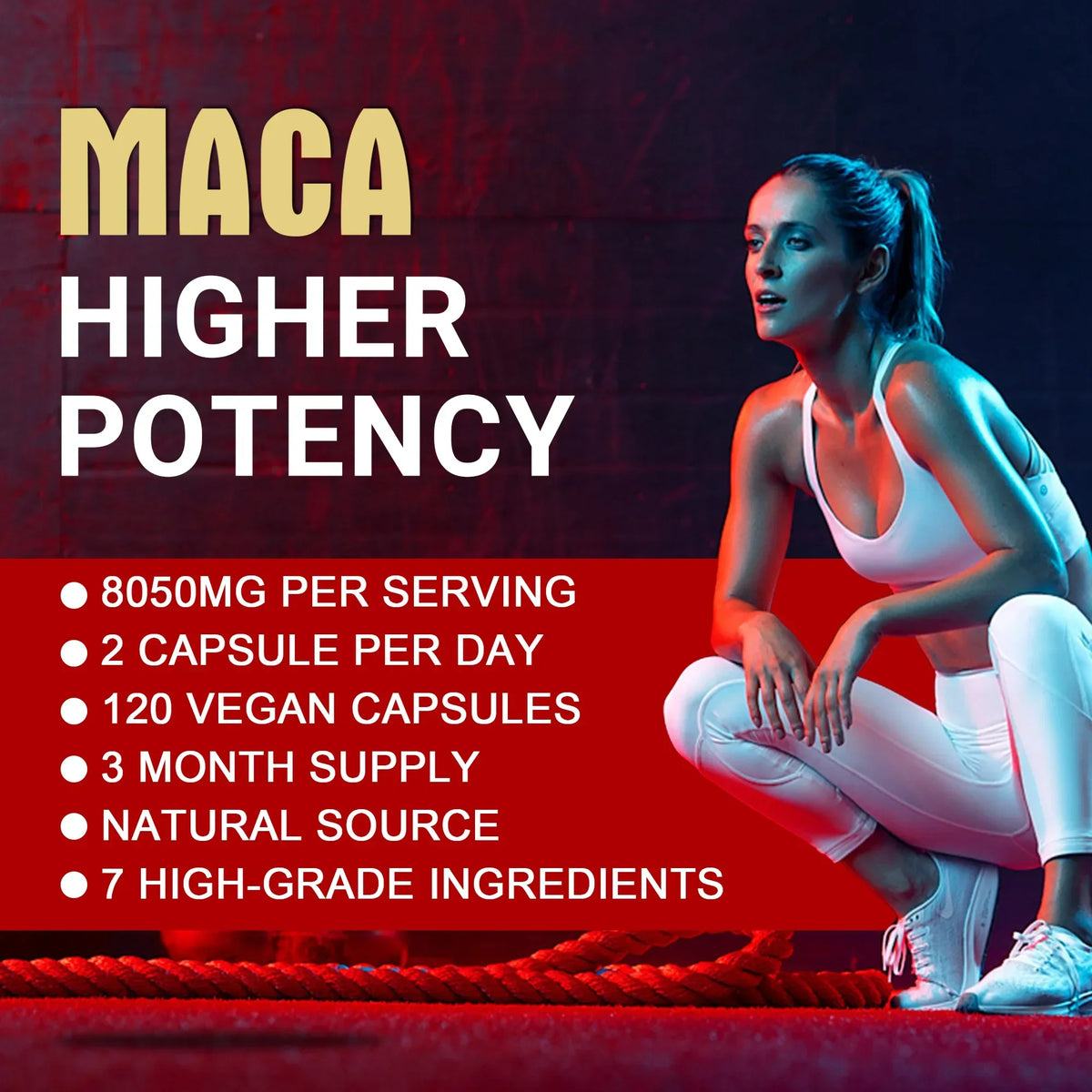 Maca Root Capsules - with Ginseng & Ashwagandha, to Support Energy, Endurance and Performance, Muscle Mass Improve