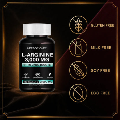L Arginine 3000mg Tablets Maximum Dose L-Arginine Nitric Oxide Supplement for Supporting Energy - Nitric Oxide Booster