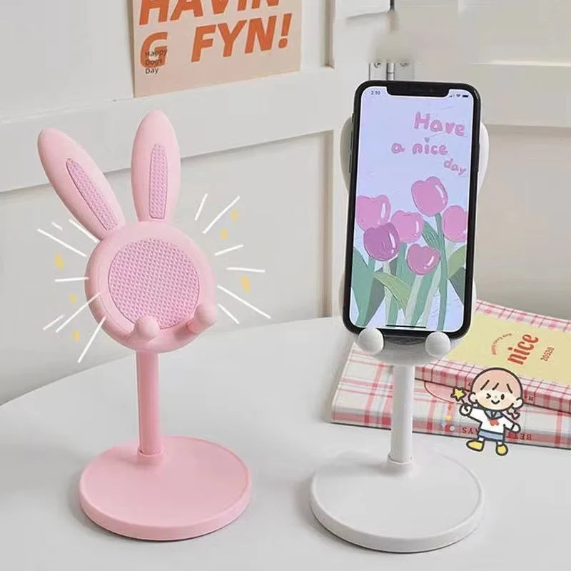Cute Rabbit Phone Stand Multi-function Stretch Mobile Phone Holder Desktop Adjustable Phone Bracket For iPhone iPad Tablet Stand