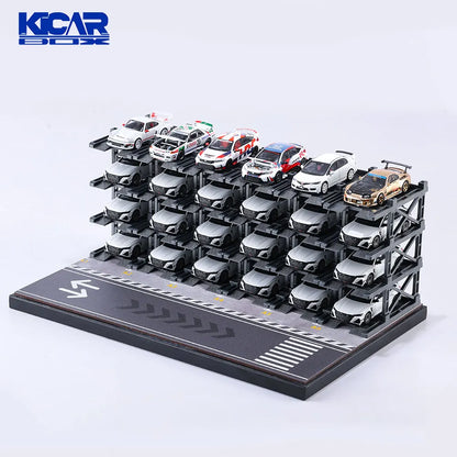 KicarMod 1/64 24 Parking Spaces Assembled Model Car Building Model Kit with Assembly and Display Box Collectible Car Gifts
