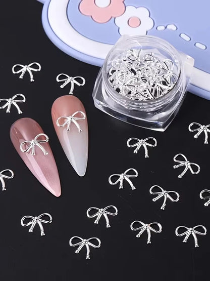 3 Bottle Boxed Nail Accessories Gold Silver Rose Gold Hollow Metal Bow Classic Bow Decoration Girls Square Bottle Metal Bow 2026