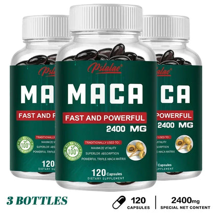 Organic Black Maca Extract 2400Mg - Builds Muscle Mass, Improves Endurance, Balances Hormones, Promotes A Relaxing Mood, Non-GMO