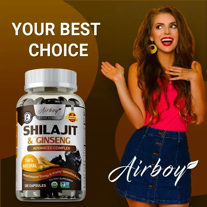 Shilajit & Ginseng - Energy & Vitality Support, Improve Mental Clarity, Immune Support, Increase Endurance, Muscle Growth