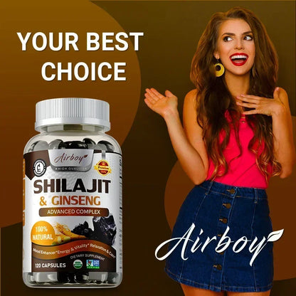 Shilajit & Ginseng - Energy & Vitality Support, Improve Mental Clarity, Immune Support, Increase Endurance, Muscle Growth