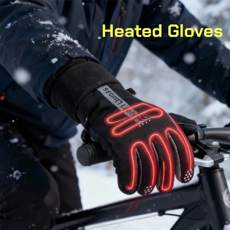 USB Rechargeable Heated Gloves Adjustable Temperature Anti Slip Touch Screen Thickened Warm for Skiing Cycling Winter Outdoor