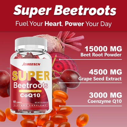 Healthy Heart Supplement - with Beet Root Powder,Grape Seed Extract,Coenzyme Q10 - Blood Flow and Heart Health