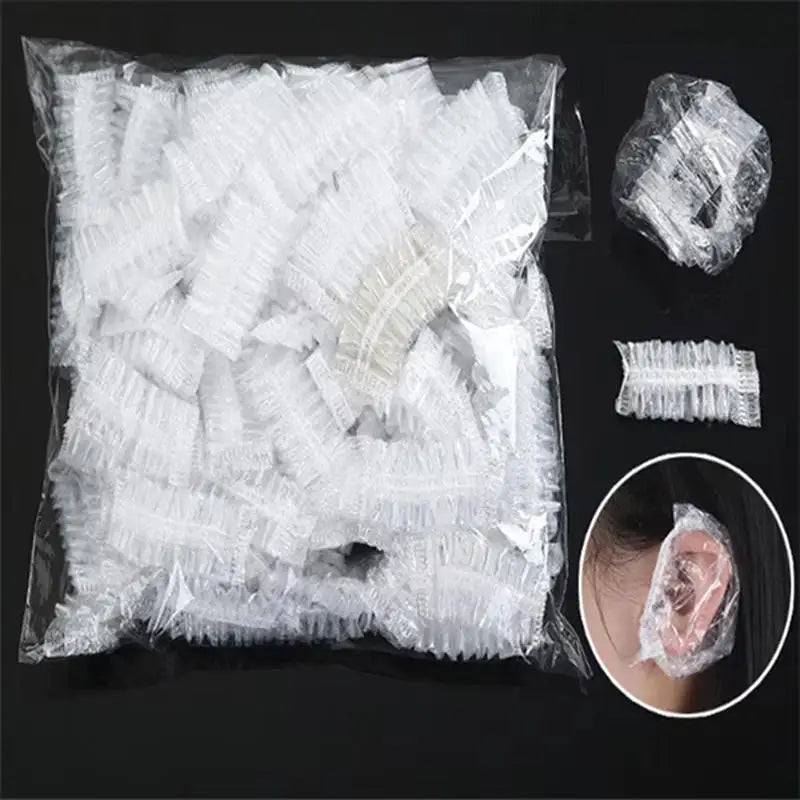 100-1000Pcs Disposable Hairdressing Earmuffs Salon Clear Ear Cover Ear Protection Hair Dye Protect Cap Hair Color Styling Tool