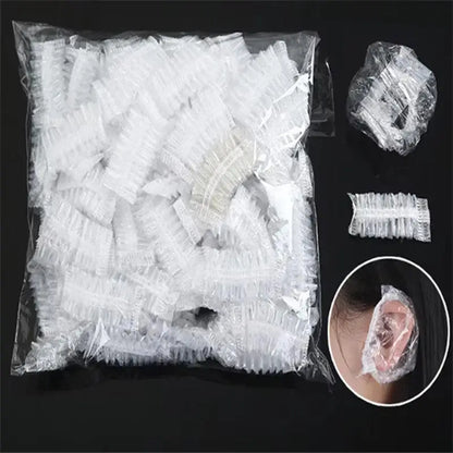 100-1000Pcs Disposable Hairdressing Earmuffs Salon Clear Ear Cover Ear Protection Hair Dye Protect Cap Hair Color Styling Tool