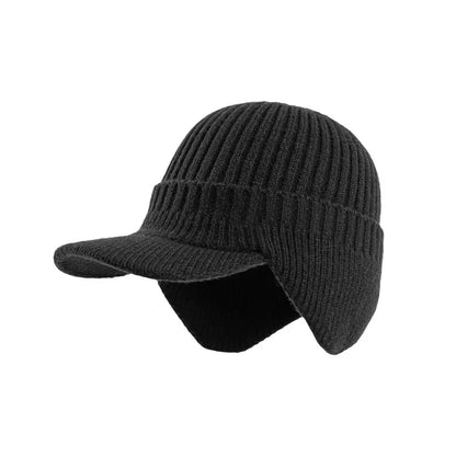 Leather Hat Winter Waterproof Thicken Earmuffs Warm Russian Ski Hat Windproof Cold Flat Cap For Elder Men Women Essential Winter