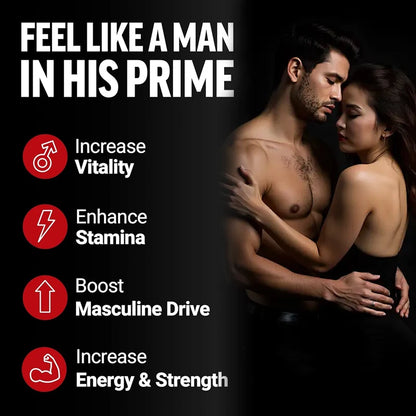 Natural Men Maca Supplement, with Black Maca Extract & Black Pepper, Support Hormone Balance & Masculine Drive, Immune