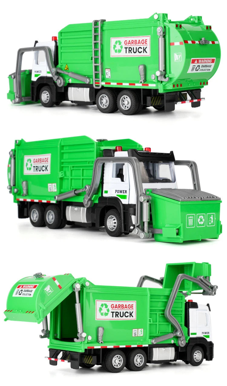 1/32 Garbage Collection Truck Car Model City Garbage Sorting Sanitation Clearing Vehicle Car Model Sound and Light Kids Toy Gift