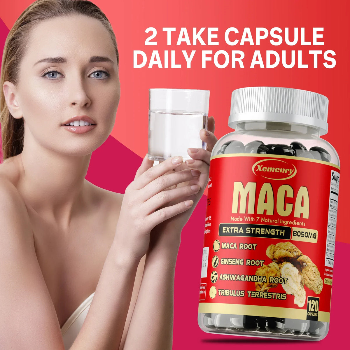 Maca Root Capsules - with Ginseng & Ashwagandha, to Support Energy, Endurance and Performance, Muscle Mass Improve