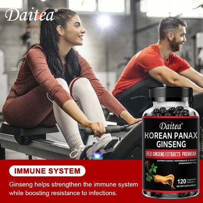 Korean Red Ginseng Capsules-1000 Mg, Boosts Energy, Endurance, Athletic Performance and Muscle Strength, Supports Immune Health