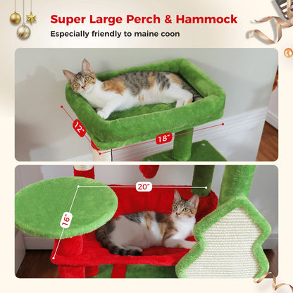 Cat Tree for Indoor Cats 5-Level Cat Tower for Large Cats with Large Hammock Sisal Covered Scratching Posts Cozy Condo Top Perch