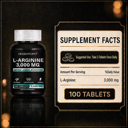 L Arginine 3000mg Tablets Maximum Dose L-Arginine Nitric Oxide Supplement for Supporting Energy - Nitric Oxide Booster