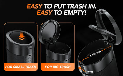 Car Trash Can (with Lid) Auto Dust Organizer with Garbage Bags Small Car Trash Bin Can Car Interior Rubbish Bag Car Accessories