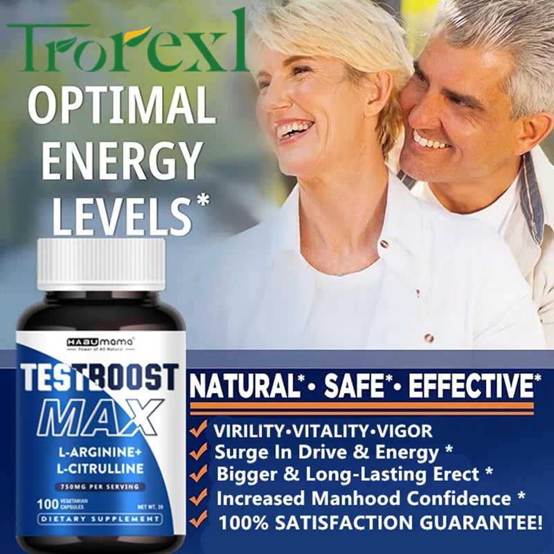 L-Arginine Capsules with L-Citrulline- 100 Count - Vegan, Non-GMO Capsules for VIRILITY·VITALITY·VIGOR, Endurance and Erect