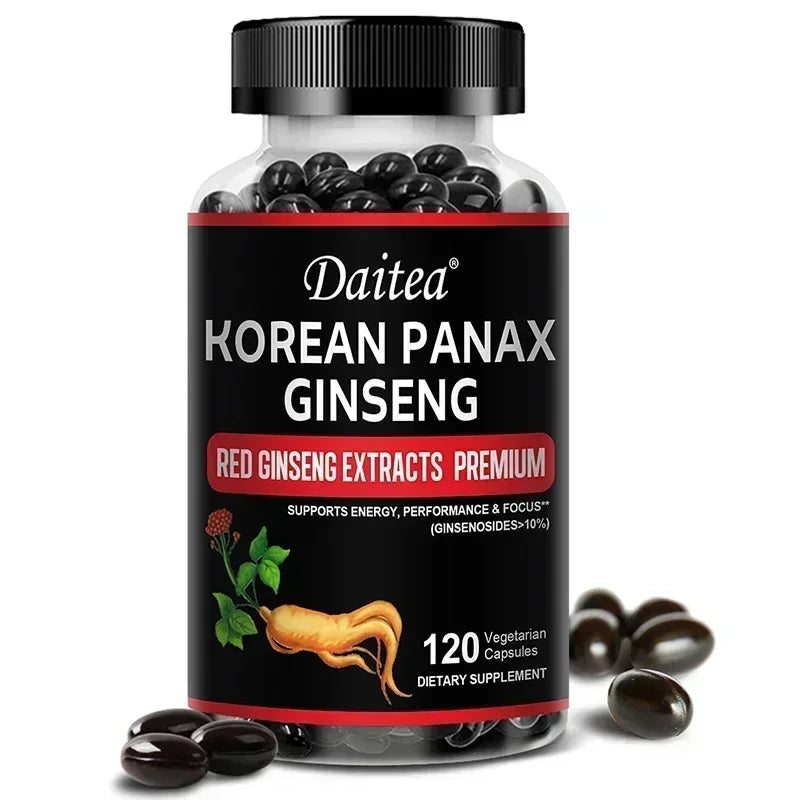 Korean Red Ginseng Capsules-1000 Mg, Boosts Energy, Endurance, Athletic Performance and Muscle Strength, Supports Immune Health