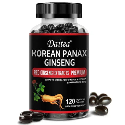 Korean Red Ginseng Capsules-1000 Mg, Boosts Energy, Endurance, Athletic Performance and Muscle Strength, Supports Immune Health