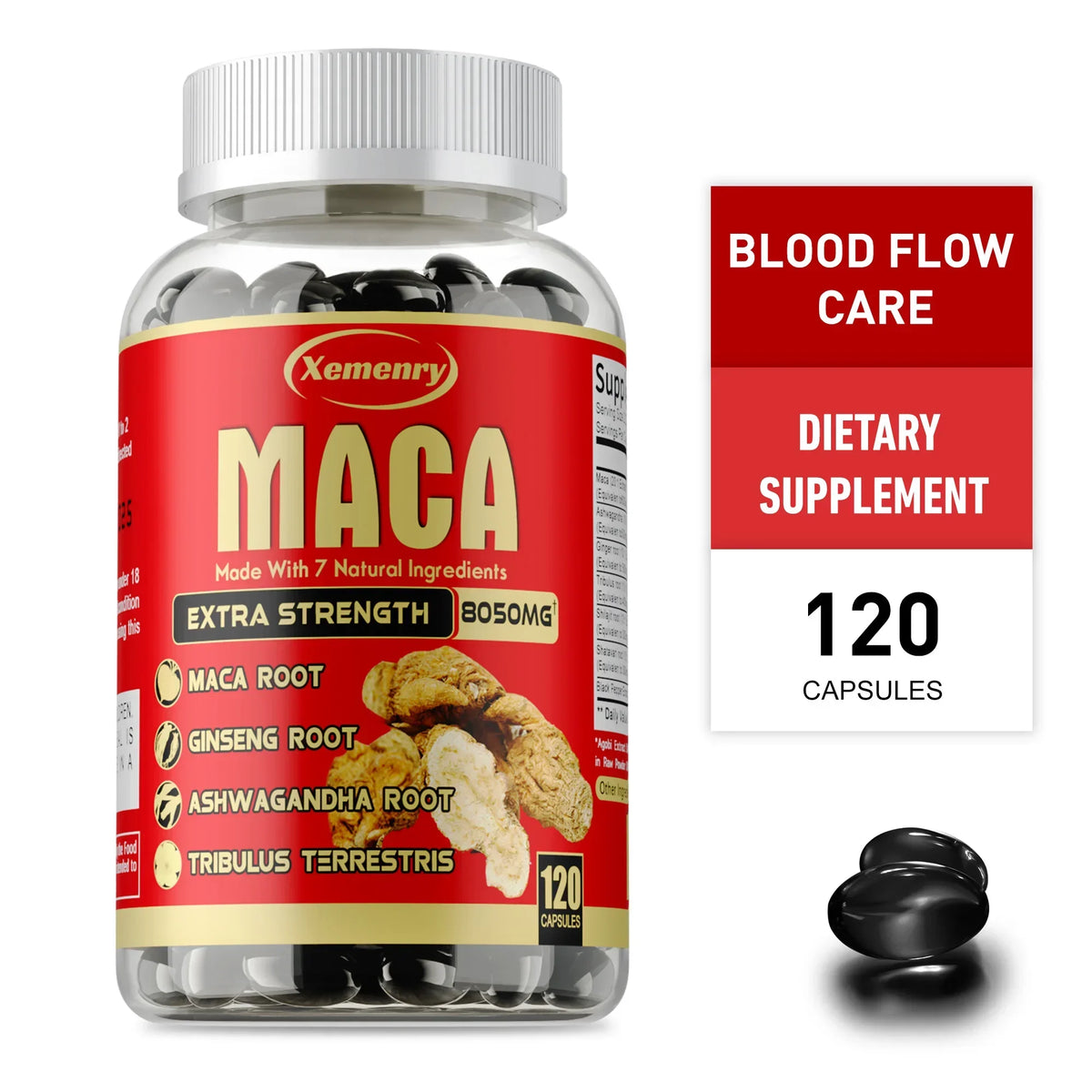 Maca Root Capsules - with Ginseng & Ashwagandha, to Support Energy, Endurance and Performance, Muscle Mass Improve