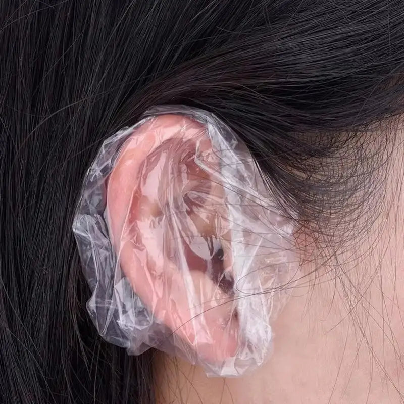 100-1000Pcs Disposable Hairdressing Earmuffs Salon Clear Ear Cover Ear Protection Hair Dye Protect Cap Hair Color Styling Tool