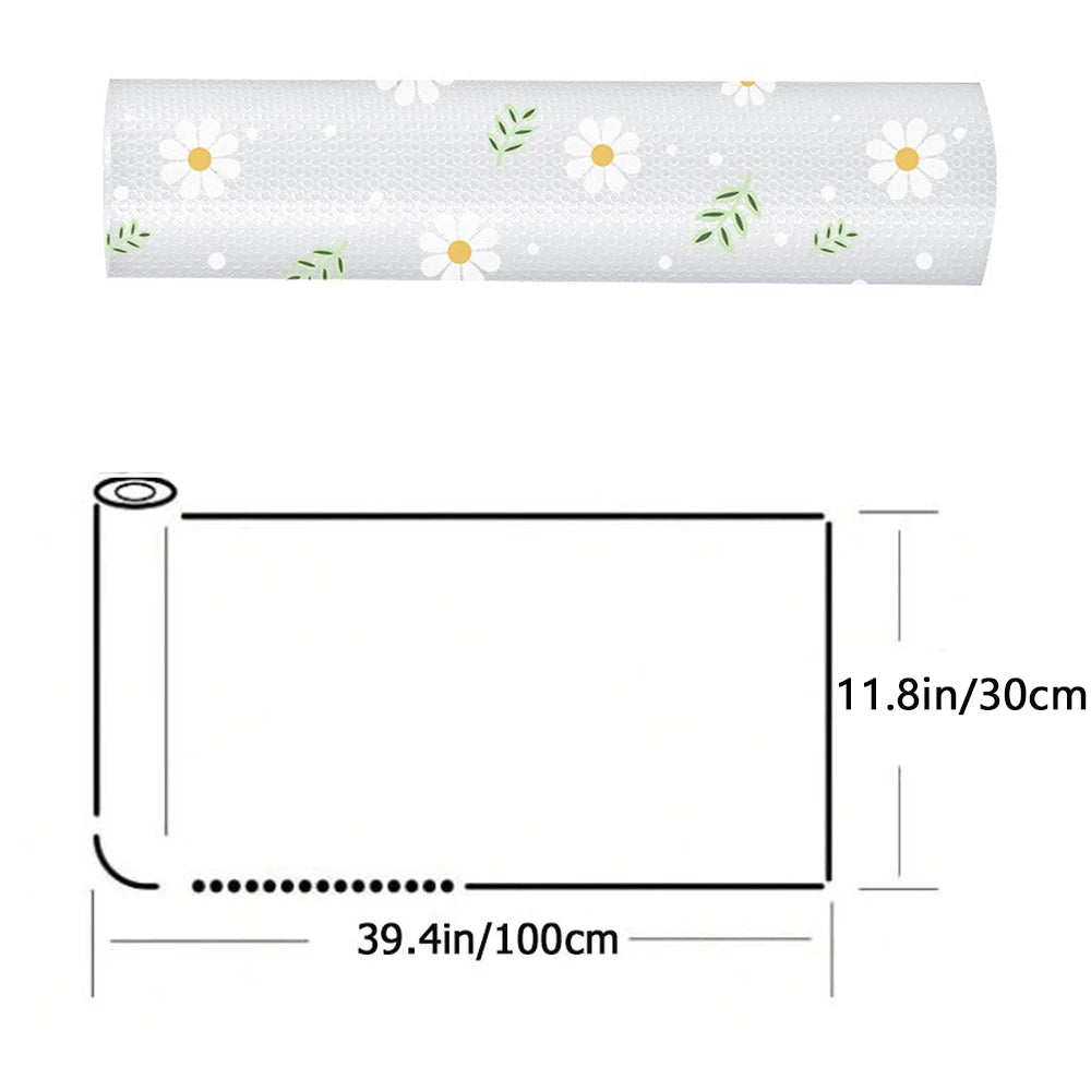 Daisy Flower Kitchen Cabinet Mat Reusable Drawer Mat Kitchen Dining Table Mat Insulation Mat Waterproof Moisture-proofDrawer Mat