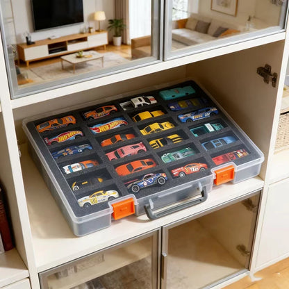 Car Model Storage Box, Matchbox Alloy Car Transparent Display Case, Toy Car Organizer, Partitioned Box for Collectibles