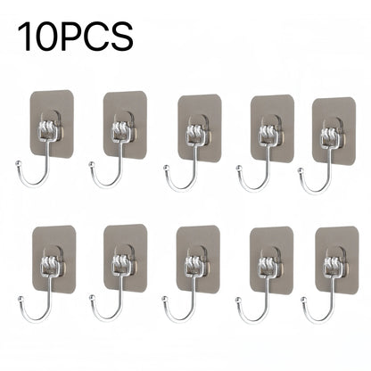 Big Size Hooks Heavy Duty 22 lbs Waterproof Adhesive Wall Hooks Nail-Free Transparent Waterproof Hooks for Kitchen Bathroom