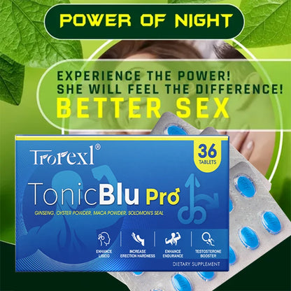 TonicBlu Pro Blue Tablets Male Enhancing Natural Oyster & Ginseng Pills Support Enhanced Vitality, Stamina & Energy, Drive