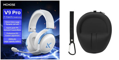 MCHOSE V9 Pro2 Gaming Headset, Over-Ear Quad-Mode Wireless Bluetooth Headphones for PC with Microphone (Delta Style)