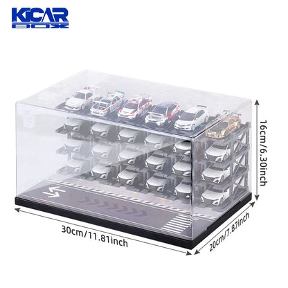 KicarMod 1/64 24 Parking Spaces Assembled Model Car Building Model Kit with Assembly and Display Box Collectible Car Gifts