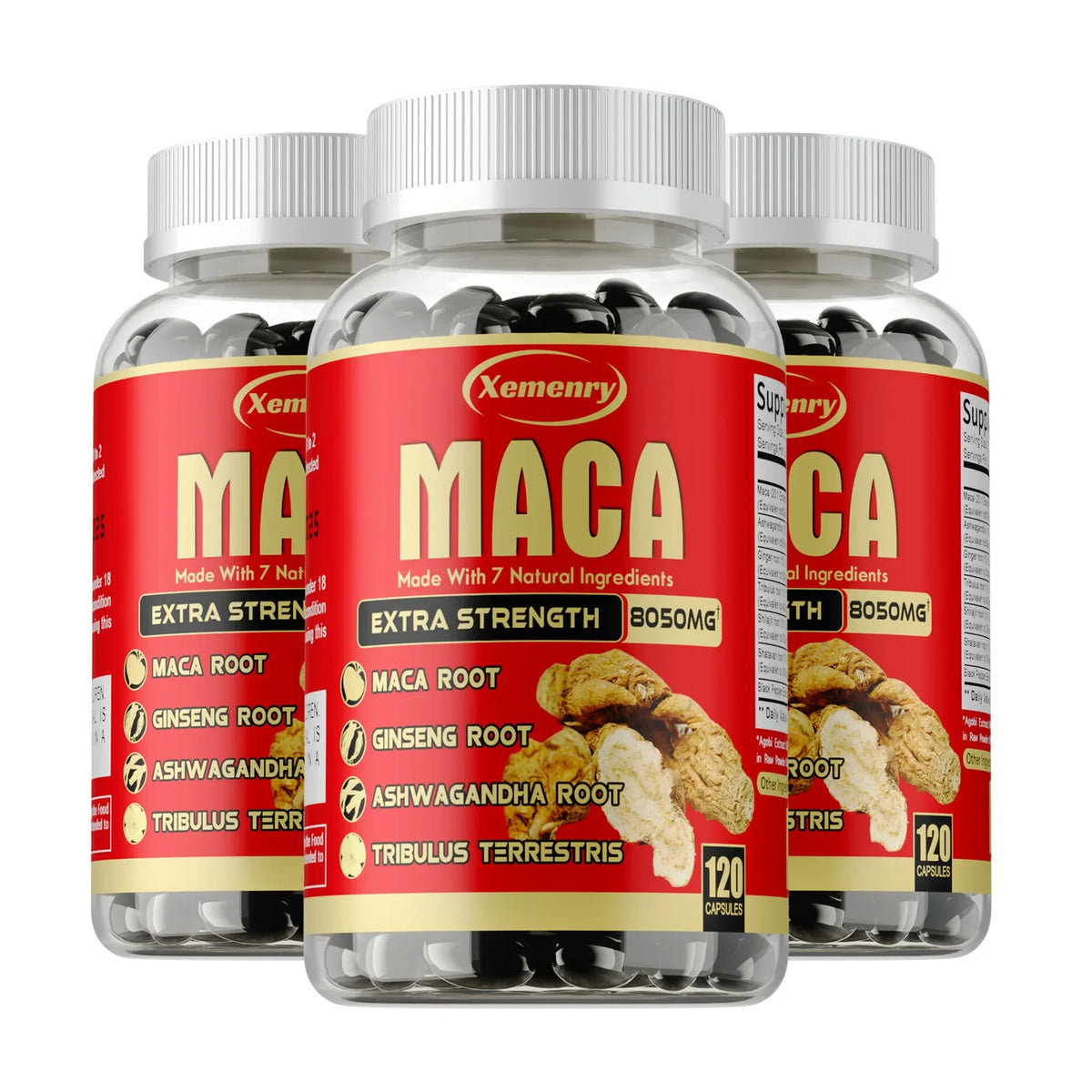 Maca Root Capsules - with Ginseng & Ashwagandha, to Support Energy, Endurance and Performance, Muscle Mass Improve