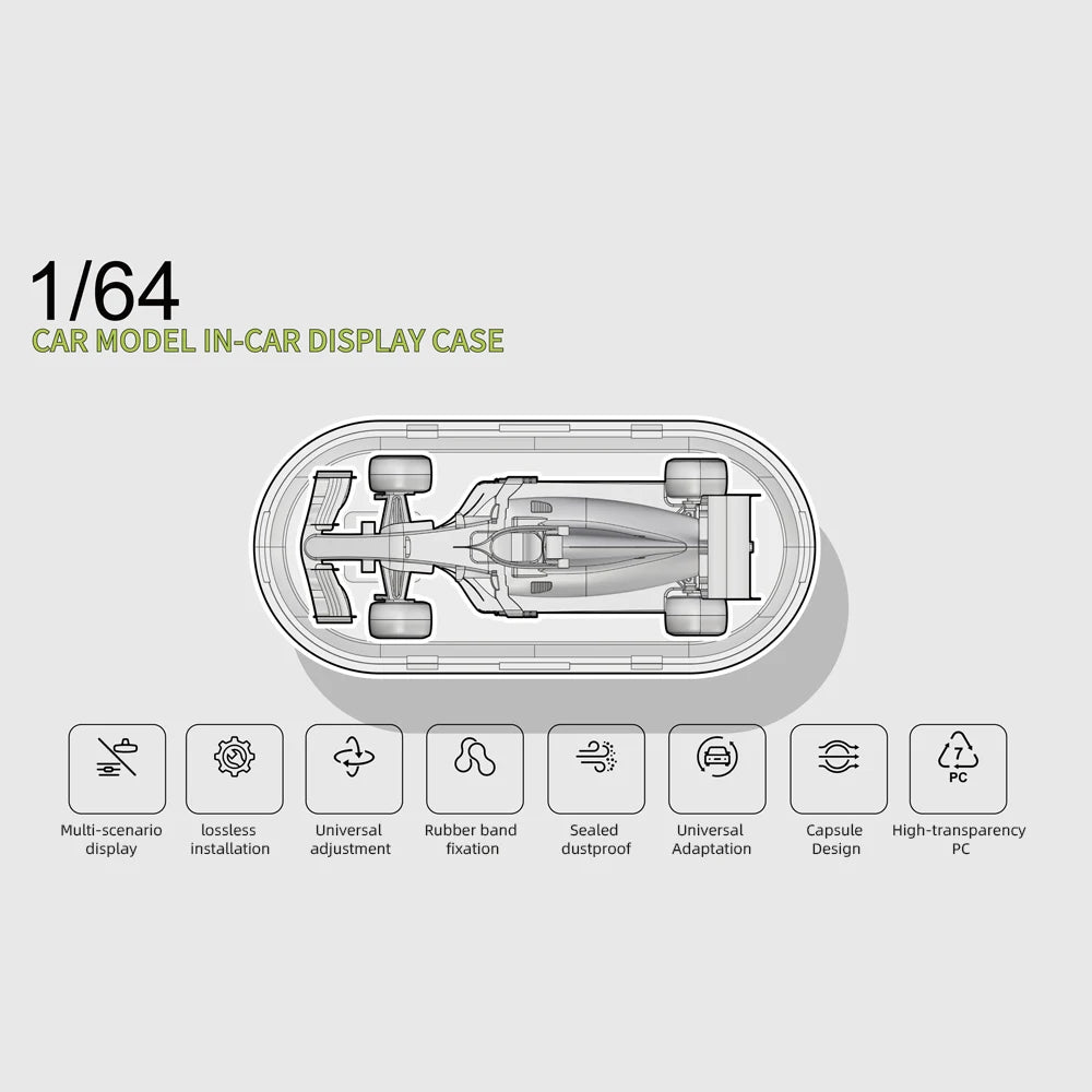 Kicarmod 1/64 Car-mounted Display Transparent  Box（without car）for 1/64 Diecast Model Cars Dustproof Acrylic Showcase