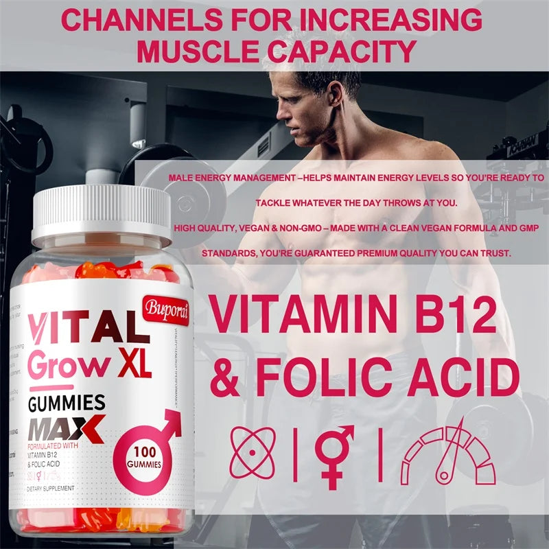 Vital Grow XL Male Gummies - Male Energy Management, Enhancing Male Vitality and Endurance, and Improving Athletic Performance