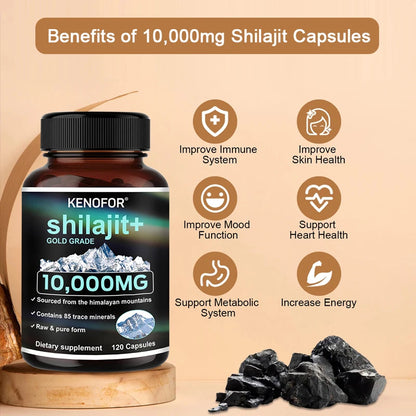 Himalayan Shilajit Capsules 1000mg - Trace Minerals, Natural Energy, Strength, Muscle Strength, Digestive & Immune Support