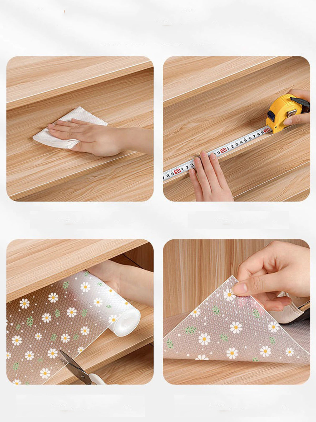 Daisy Flower Kitchen Cabinet Mat Reusable Drawer Mat Kitchen Dining Table Mat Insulation Mat Waterproof Moisture-proofDrawer Mat