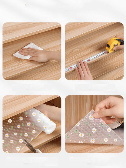 Daisy Flower Kitchen Cabinet Mat Reusable Drawer Mat Kitchen Dining Table Mat Insulation Mat Waterproof Moisture-proofDrawer Mat