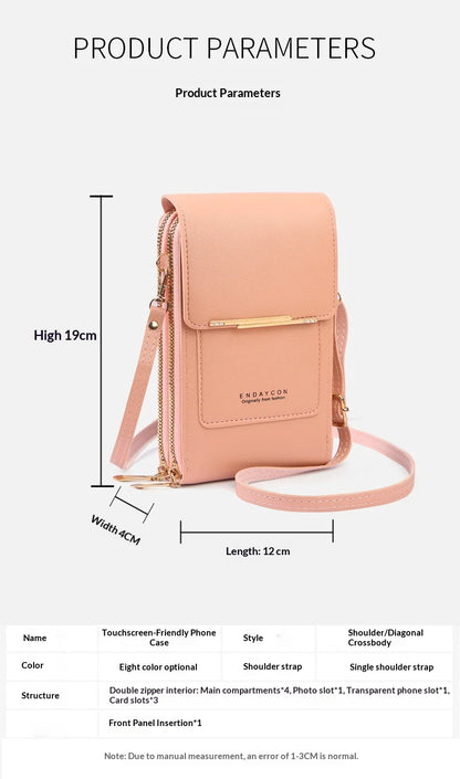 Homefish Women Touchscreen PU Leather Crossbody Mobile Phone Bag Multi Card Holder Mini Wallet For Daily Travel Outdoor Use
