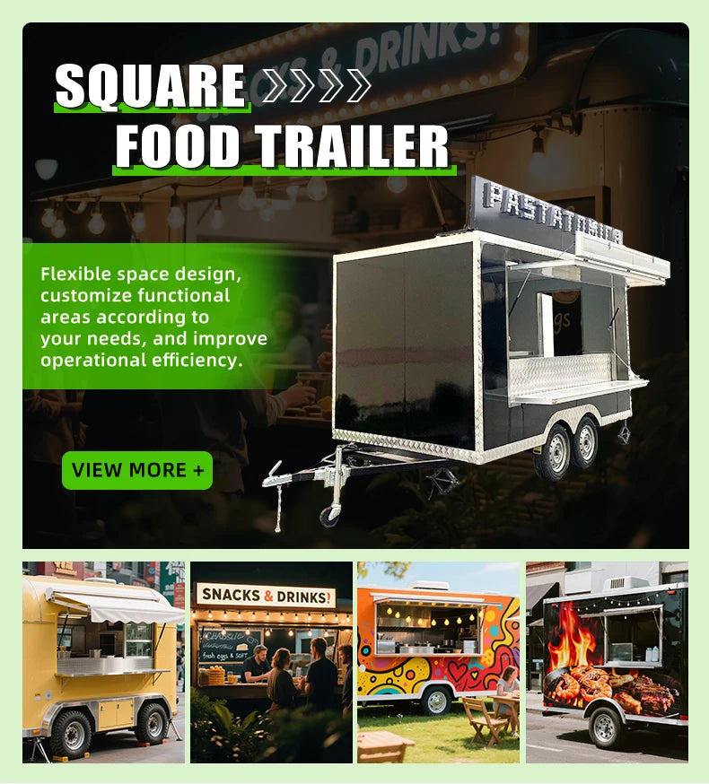 Mobile Restaurant Food Cart Truck Catering Trailer Food Truck Vintage Mobile Food Carts Dining Car Equipment with Full Kitchen