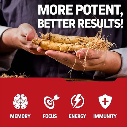 Korean Red Panax Ginseng Capsules - Increases Energy, Mood, Stamina & Performance Supports Mental Health